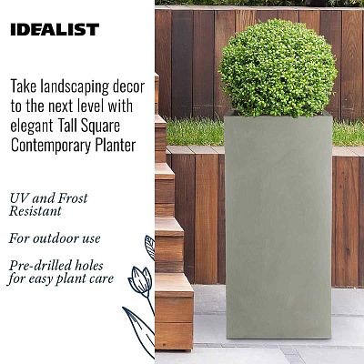 IDEALIST Lite Tall Square Contemporary Light Concrete Planter