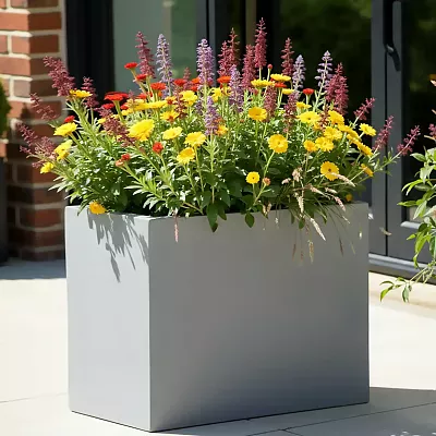 IDEALIST Lite Contemporary Light Concrete Trough Planter