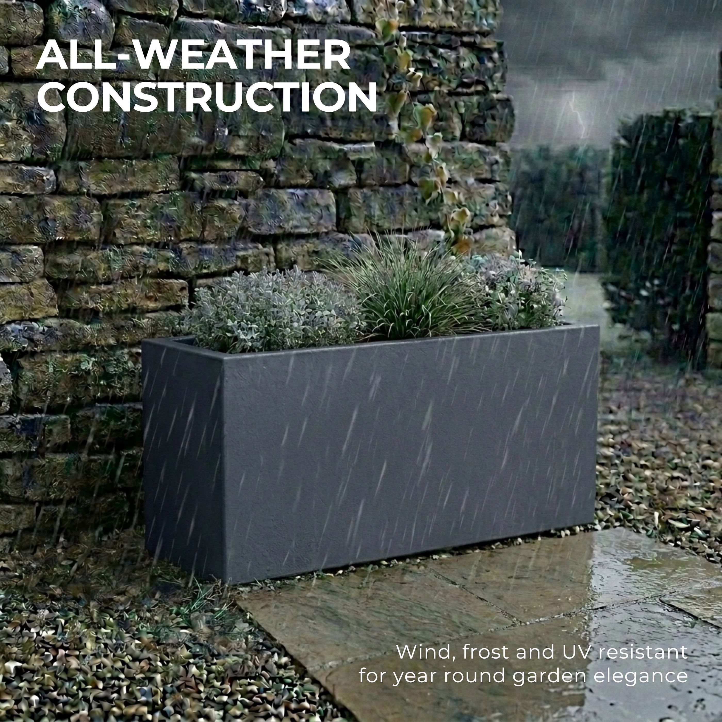 IDEALIST Lite Contemporary Light Concrete High Trough Planter