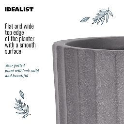 IDEALIST Lite Modern Ribbed Cylinder Planter on Legs, Round Pot Plant Stand Indoor
