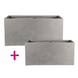 IDEALIST Lite Contemporary Light Concrete Trough Planter Set