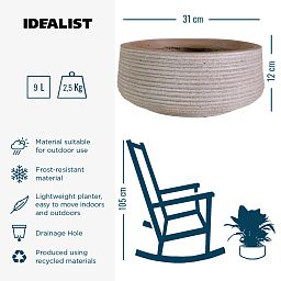 IDEALIST Lite Large Ribbed Light Concrete Bowl Planter