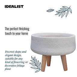 IDEALIST Lite Striped Tray Round Planter on Legs, Round Pot Plant Stand Indoor
