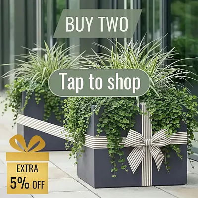 IDEALIST Lite Contemporary Light Concrete Trough Planter