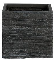 Ribbed Light Concrete Flower Box Square Garden Planter, Black Light St...