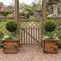Rustic Scandinavian Redwood Square Outdoor Planter Made in UK by HORTICO