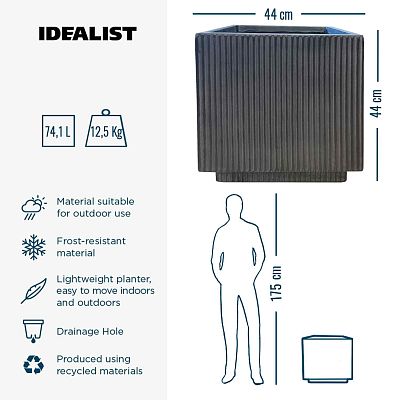 IDEALIST Lite Vertical Ribbed Square Effect Outdoor Planter