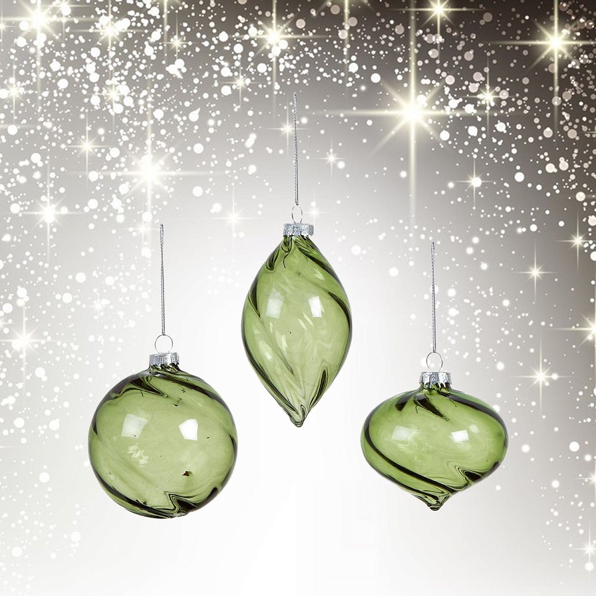 Christmas Tree Baubles Luxury Spiral Glass Ornaments