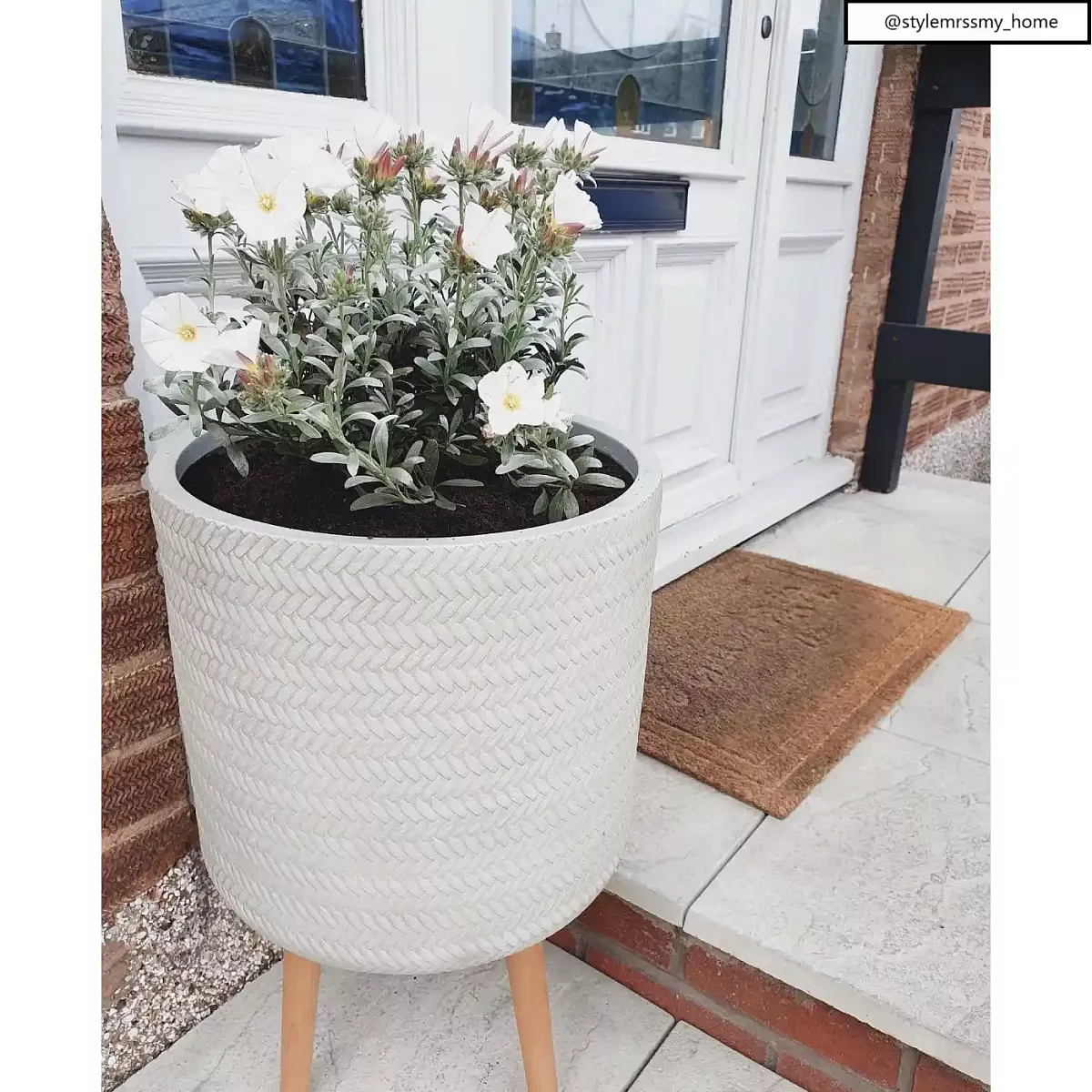 IDEALIST Lite Plaited Style Cylinder Planter on Legs, Round Pot Plant Stand Indoor