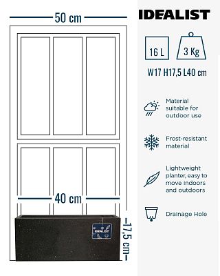 IDEALIST Lite Window Box Light Concrete Planter