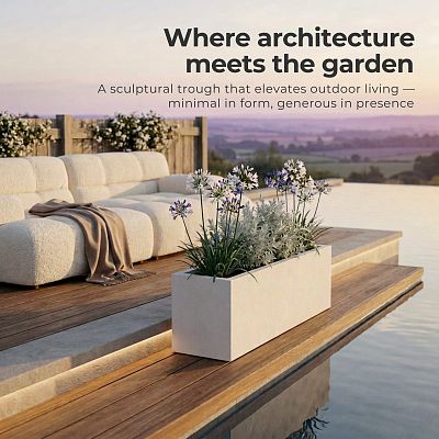 IDEALIST Lite Contemporary Light Concrete High Trough Planter