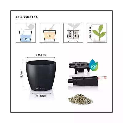 LECHUZA CLASSICO Color Round Poly Resin Self-watering Planter