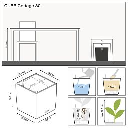 LECHUZA CUBE Cottage Square Poly Resin Self-watering Planter