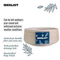 IDEALIST Lite Large Ribbed Light Concrete Bowl Planter