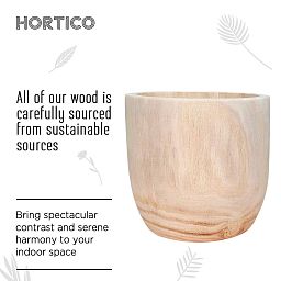 HORTICO RADIAL Wooden House Planter Round Indoor Plant Pot for House Plants with Waterproof Liner