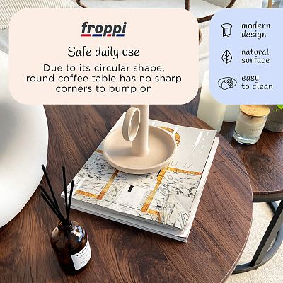 Froppi Round Coffee Tables for Living Room: Set of 2 Nesting Coffee Tables, MDF