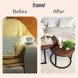 Froppi Round Coffee Tables for Living Room: Set of 2 Nesting Coffee Tables, MDF