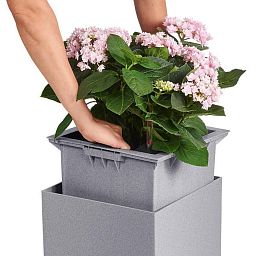 LECHUZA CANTO Stone High Square Tall Poly Resin Self-watering Planter