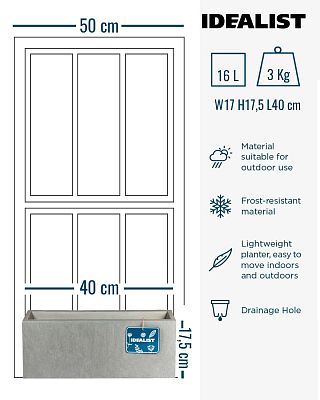 IDEALIST Lite Window Box Light Concrete Planter