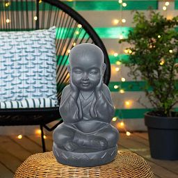 IDEALIST Lite Sitting Baby Monk Grey Indoor and Outdoor Statue L20 W17 H35 cm