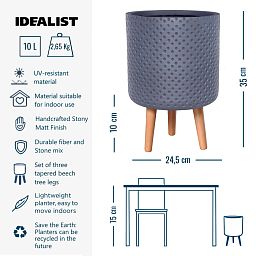 IDEALIST Lite Dotted Style Planter on Legs, Round Plant Pot Indoor