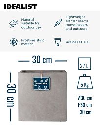 IDEALIST Lite Square Box Contemporary Light Concrete Planter