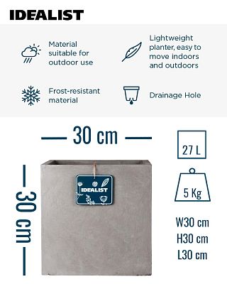 IDEALIST Lite Square Box Contemporary Light Concrete Planter