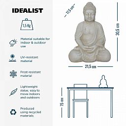 IDEALIST Lite Meditating Buddha Sculpture Garden Statue