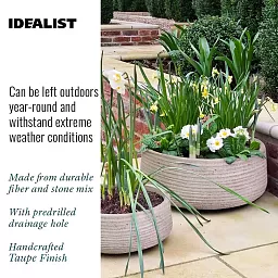 IDEALIST Lite Large Ribbed Light Concrete Bowl Planter