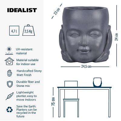 Baby Monk Hear No Evil Oval Face Plant Pot Indoor by Idealist Lite