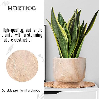 HORTICO GROWER Wooden House Planter with Legs, Indoor Plant Pot Stand with Waterproof Liner
