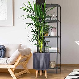 IDEALIST Lite Ribbed Cylinder Planter on Legs, Round Pot Plant Stand Indoor