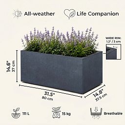 IDEALIST Lite Contemporary Light Concrete Trough Planter