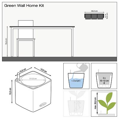 LECHUZA Green Wall Home Kit Glossy Indoor Self-watering Planter