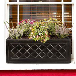 IDEALIST Lite Window Box Faux Lead Lattice Grey Light Stone Planter