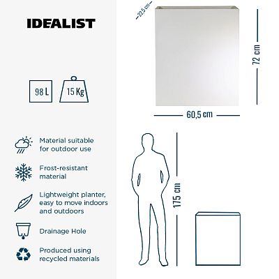 IDEALIST Lite Narrow Contemporary Light Concrete Trough Planter