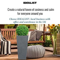IDEALIST Lite Textured Concrete Effect Tall Tapered Outdoor Planter