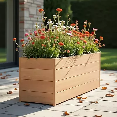 Hardwood Sevilla Trough Wood Outdoor Planter