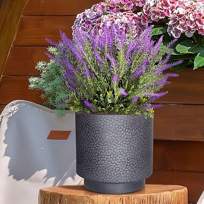 IDEALIST Lite Hammered Stone Cylinder Outdoor Planter