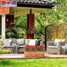 Rustic Scandinavian Redwood Open Trough Outdoor Planter Made in UK by HORTICO