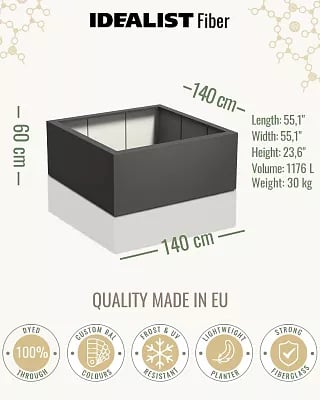 PURE Low Cube Outdoor Fiberglass Planter