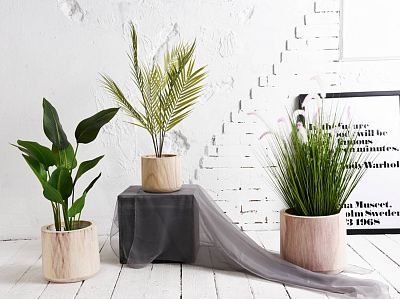 HORTICO CRAFT Wooden House Planter Round Indoor Plant Pot for House Plants with Waterproof Liner