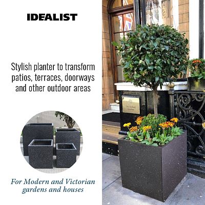 IDEALIST Lite Square Box Contemporary Marble Light Concrete Planter