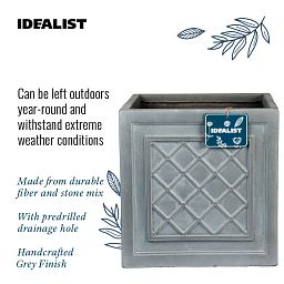 IDEALIST Lite Faux Lead Lattice Planter Light Concrete Square Box