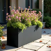 IDEALIST Lite Contemporary Trough Garden Planter, Faux Lead Dark Grey ...
