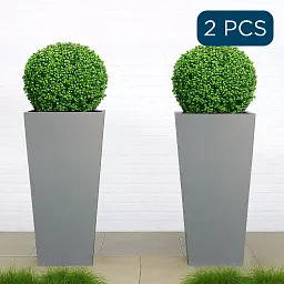 Set of IDEALIST Lite Light Concrete Garden Tall Planters, Outdoor Plant Pots with Tapered Shape