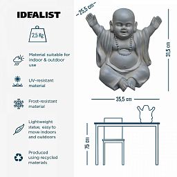 IDEALIST Lite Laughing Baby Monk Moss Washed Indoor and Outdoor Statue L35.5 W25.5 H31.5 cm