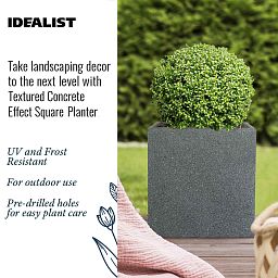 IDEALIST Lite Textured Concrete Effect Square Outdoor Planter