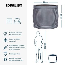 IDEALIST Lite Vertical Ribbed Vintage Style Barrel Round Planter