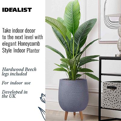 IDEALIST Lite Honeycomb Style Egg Planter on Legs, Round Pot Plant Stand Indoor